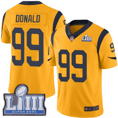 Los Angeles Rams Limited Gold Men Aaron Donald Jersey NFL Football 99 Super Bowl LIII Bound Rush Vapor Untouchable